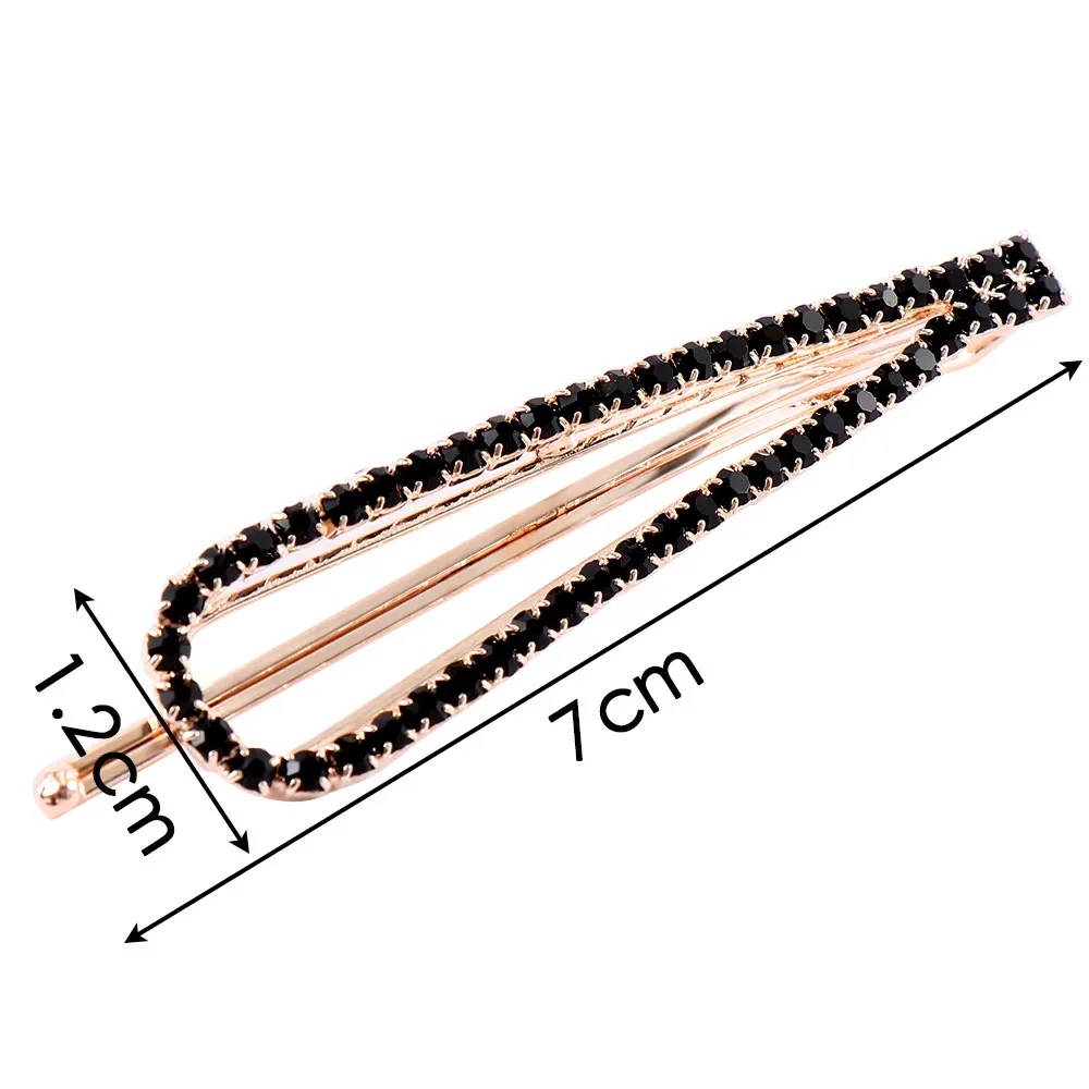 

U-clip Rhinestone Hairpin Geometric Side Hair Clip Headdress Edge Barrettes Hairpins Hair Accessories For Girls Party Gift
