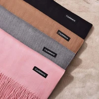 lunadolphin women solid color cashmere scarves tassel lady winter thick warm scarf high quality female shawl pashmina tippet