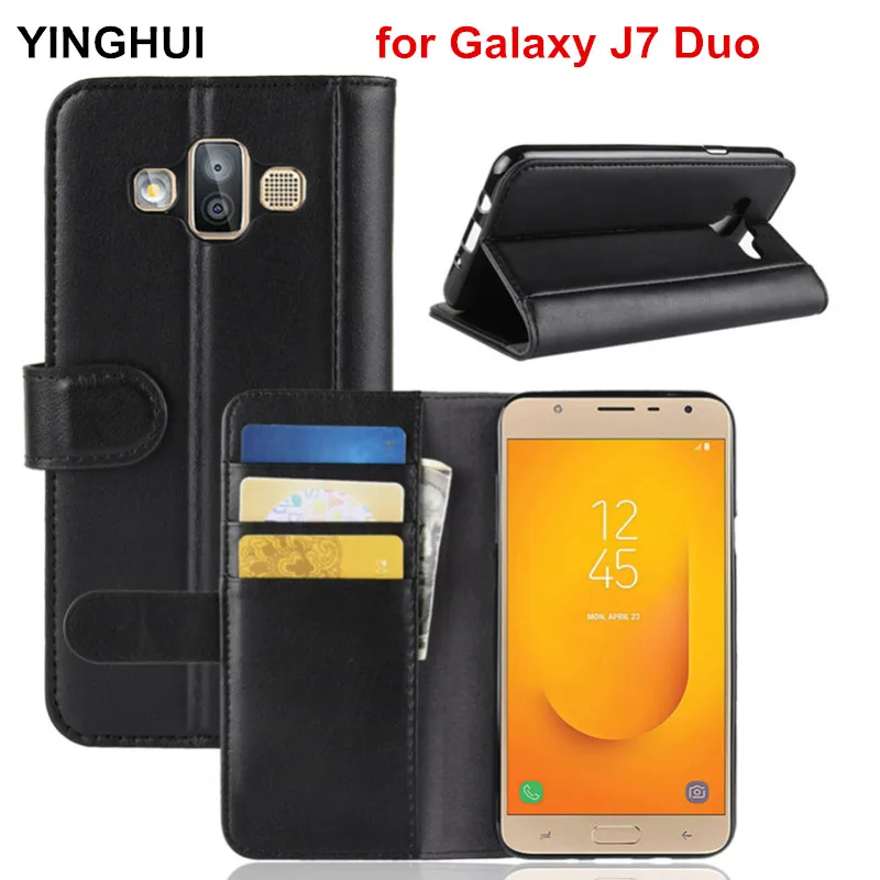 Чехол из натуральной кожи для samsung Galaxy J7 Duo 2018 чехол 5 &quotс держатель карт бумажник