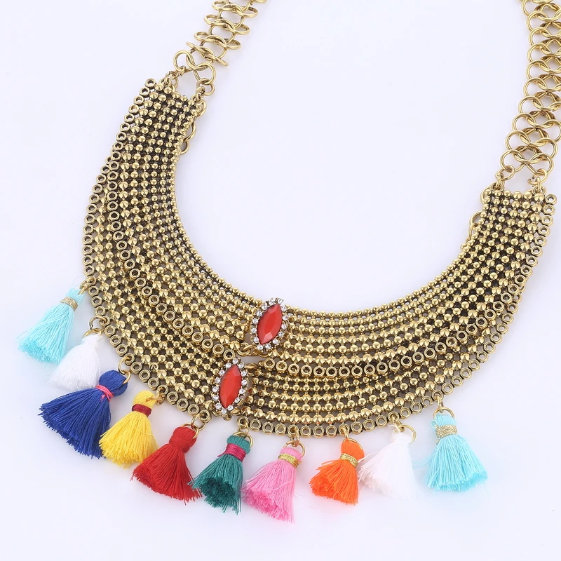 Женское многослойное ожерелье LOVBEAFAS винтажное с кисточками и этническим