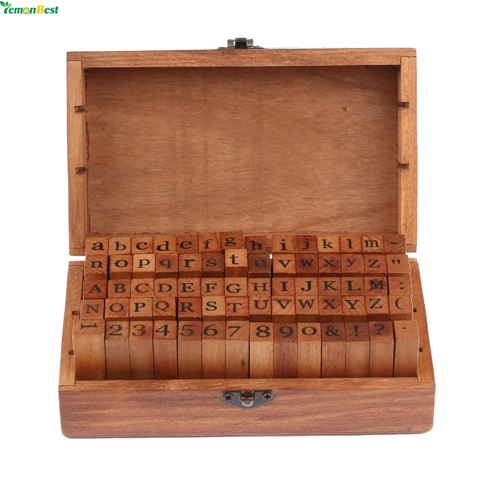 Деревянный Английский алфавит+цифры(70 шт.)в деревянной коробке|number stamp set|stamp