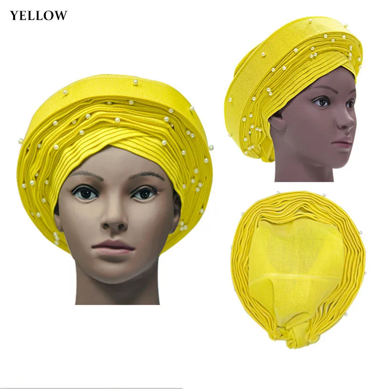Авто геле нигерийский головной убор Африканский aso oke с бусинами 1 шт./компл.