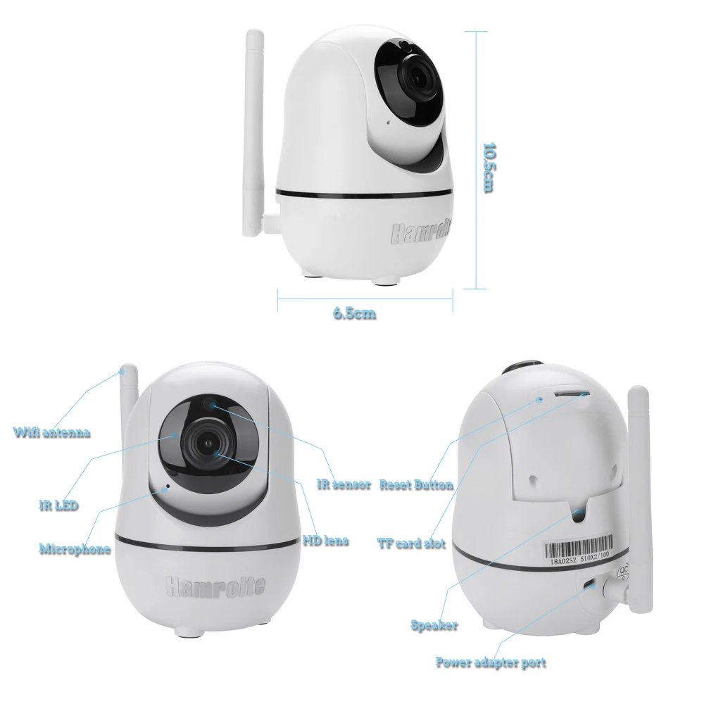 Wi Fi камера Hamrolte HD 720P мини ip Pan/Tilt с ночным видением двусторонняя аудиосвязь