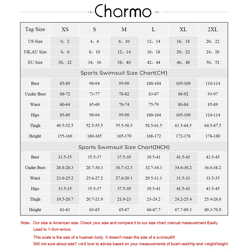 Charmo  One Piece Women Sports Swimsuit Athletic Racerback Swimwear Pad Bikini Boy leg Beach Wear Bathing Suits printed Monokini