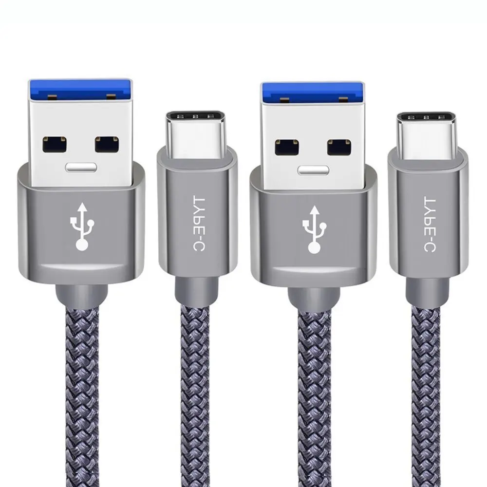 2 шт. нейлоновый плетеный провод для быстрой зарядки Samsung S9 S8 Xiaomi HUAWEI Google 1M 3A USB