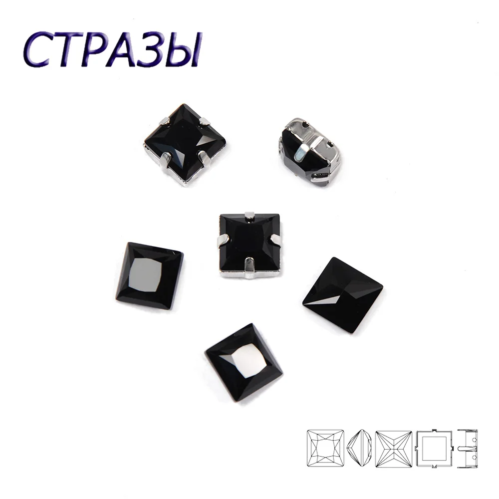 CTPA3bI 3 размера хороший струи квадратной формы пришить стразы с когтями удлиненный Кристалл стекло пришить коготь стразы для одежды