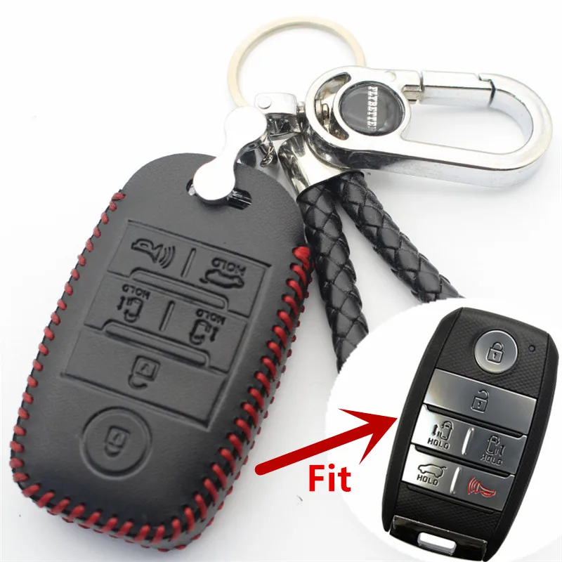 Чехол FLYBETTER из натуральной кожи для смарт-ключей 6 кнопок Kia Sedona/Grand/Carnival/Sorento