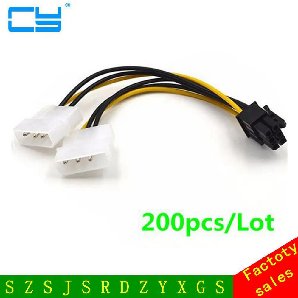 4-контактный адаптер Molex для 6-контактной видеокарты PCI Express PCI-E ATX блок питания 200