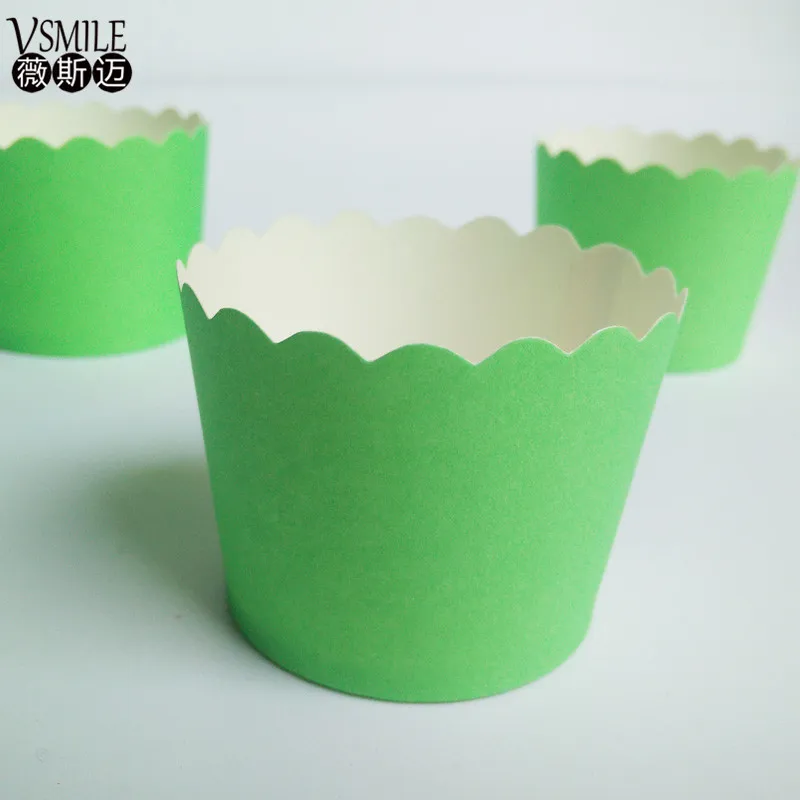 100ps чистый цвет зеленый розовый белый желтый синий красный пекарь Love paper cupcake liners