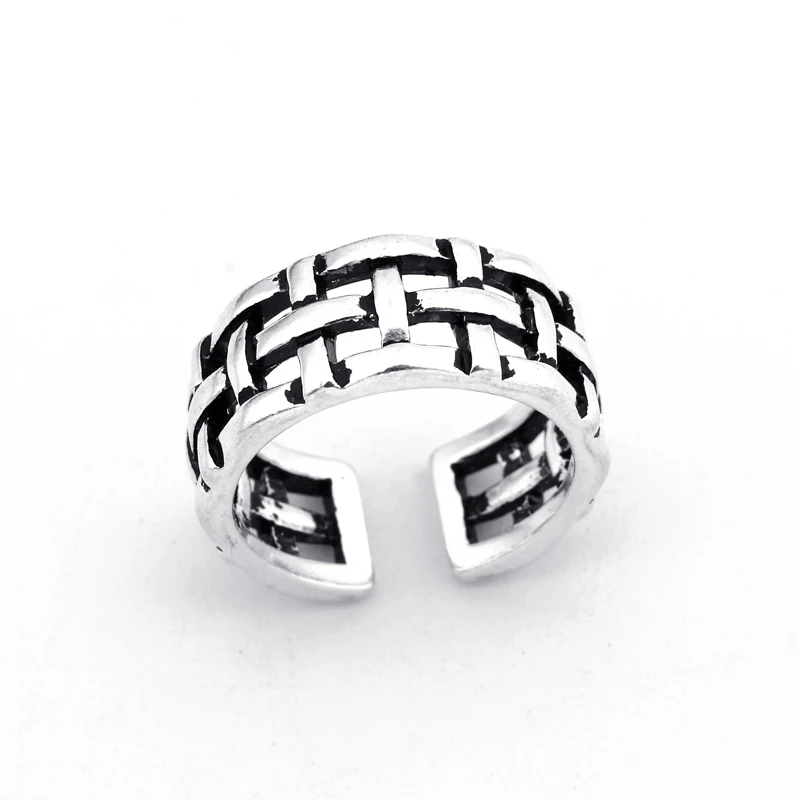 1Pc Vintage Hollow Out Weave Open Ring For Women Personality Antique Silver Multilayer Finger Adjustable Jewelry R36 | Украшения и