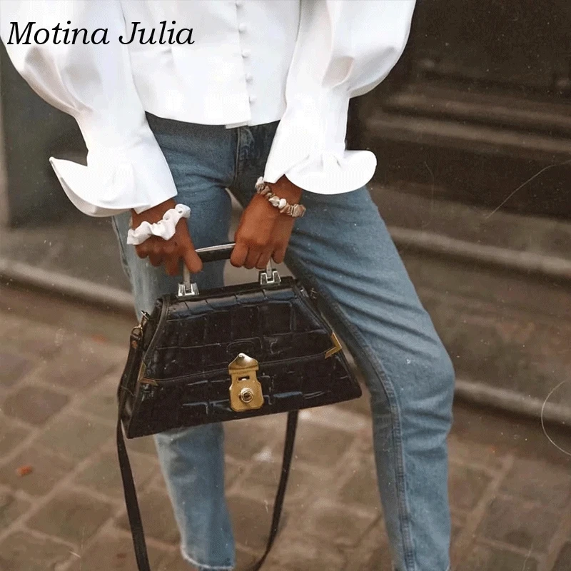 Motina Julia женские шикарные белые блузки с пышными рукавами и пуговицами рубашка