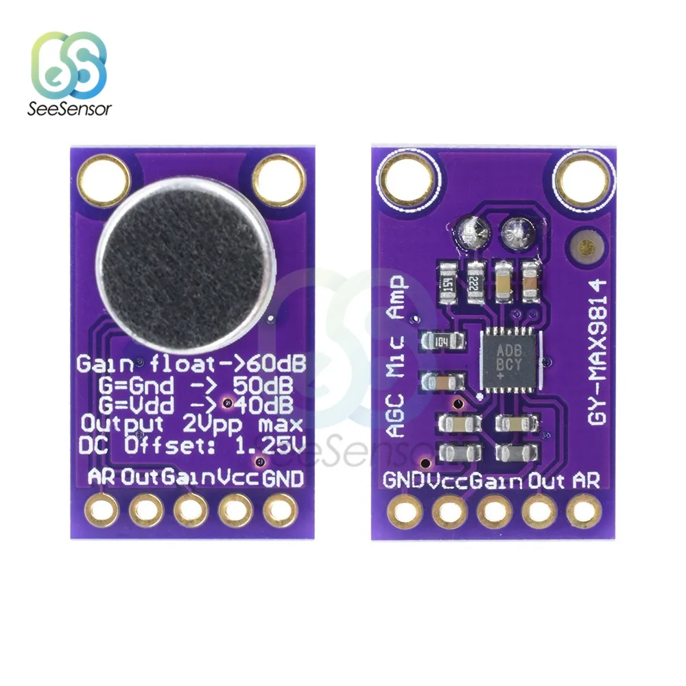 Микрофон MAX9814 плата с автоматическим управлением усилением для Arduino