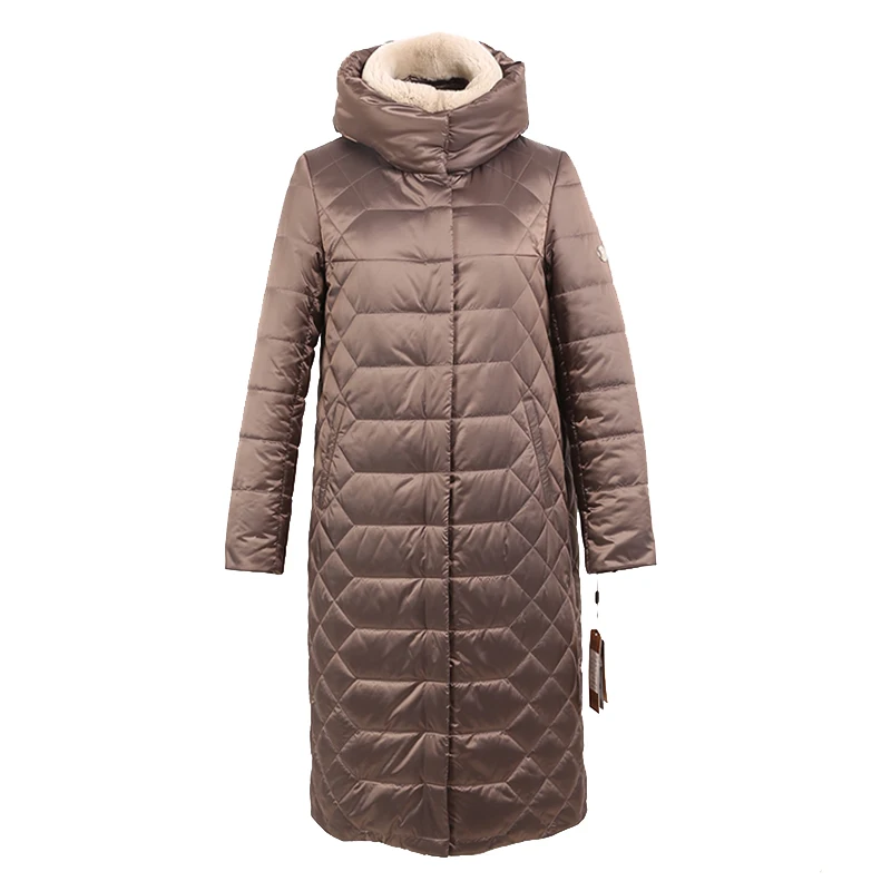 Женское зимнее пальто парка куртка с кроличьим воротником капюшоном корейский
