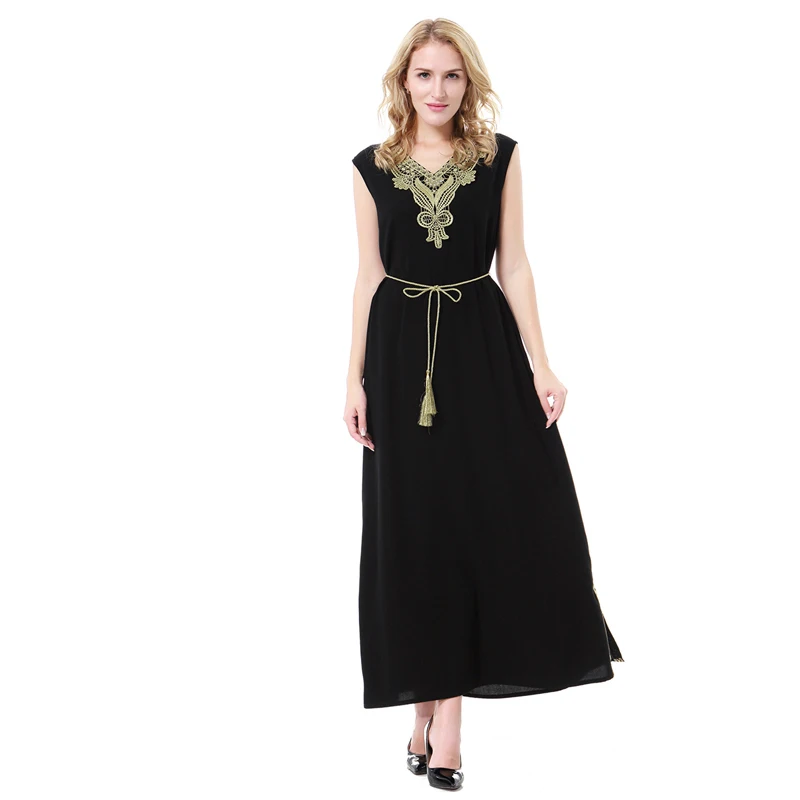 Женское мусульманское длинное платье туника Abaya Jalabiya Emboridery длинный исламский