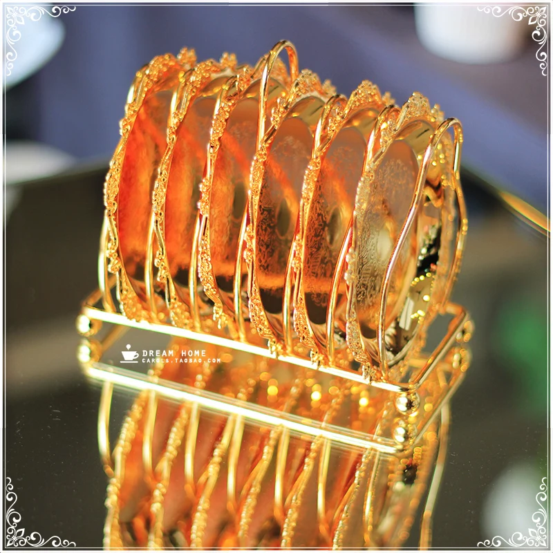 Роскошный набор тарелок золотистого и серебряного цвета Мини Маленькие столовые