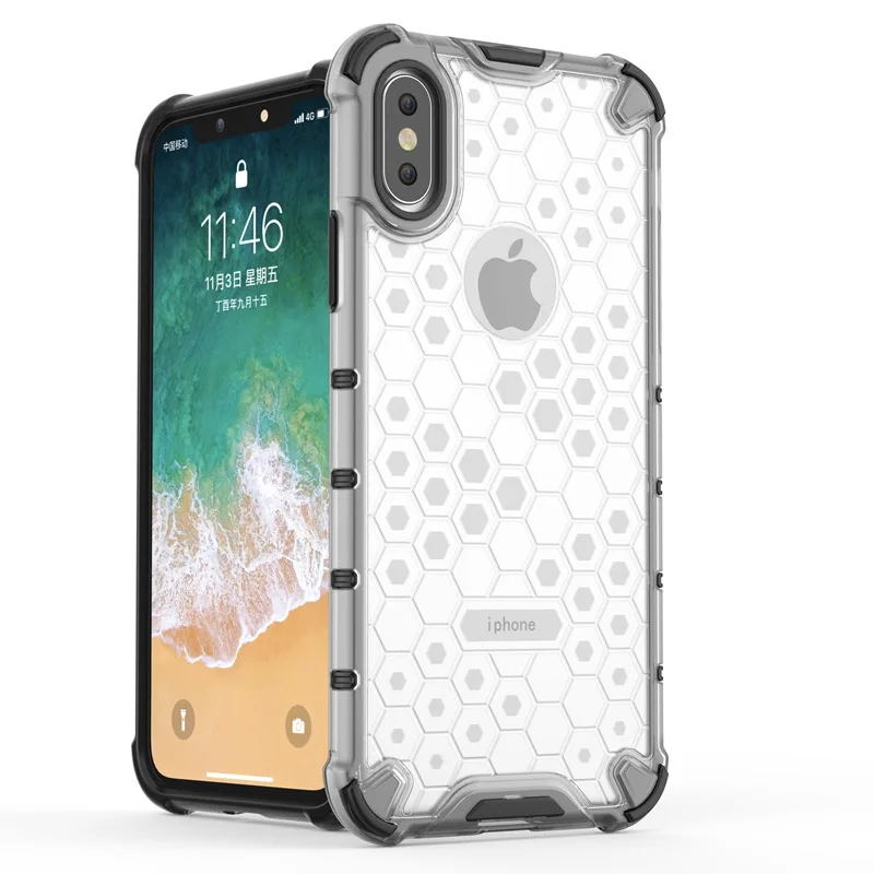 Гибридный защитный чехол из ТПУ+ поликарбоната для iPhone XS Max XR XS X 7 8 6 6S Plus, прозрачный противоударный чехол с Сотами для iPhone 11 Pro Max 11 Pro