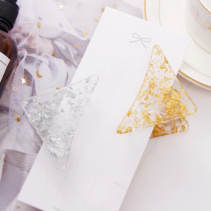New Fantasy Acetate Gold Silver Foil Geometric Hair Clips Women Girls Sweet Hairpins Headband Hair Claws Hair Accessories