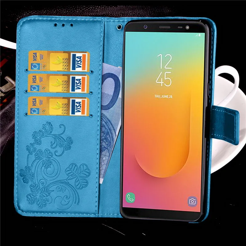 Prouphcs для samsung Galaxy J8 2018 чехол счастливый клевер Бумажник кожаный телефона полная