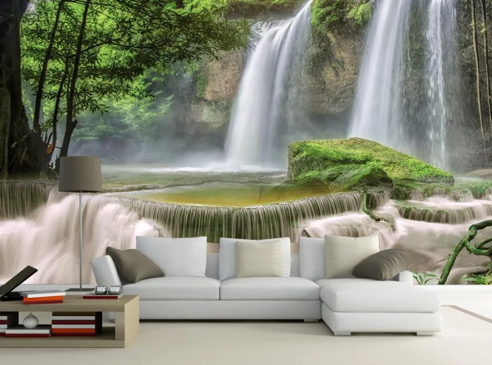 3d красивые новые обои для стен водопад с пейзажем гостиная стен|3d wallpaper murals|wallpaper