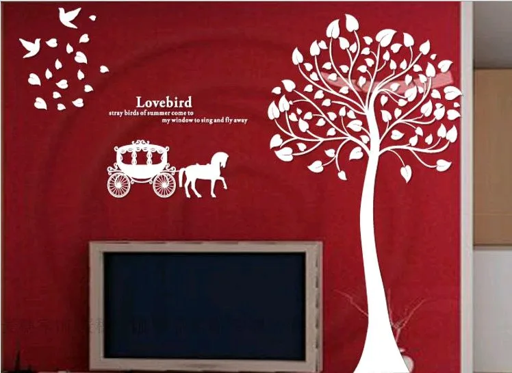 Резиновые акриловые Трехмерные настенные наклейки с деревом для гостиной