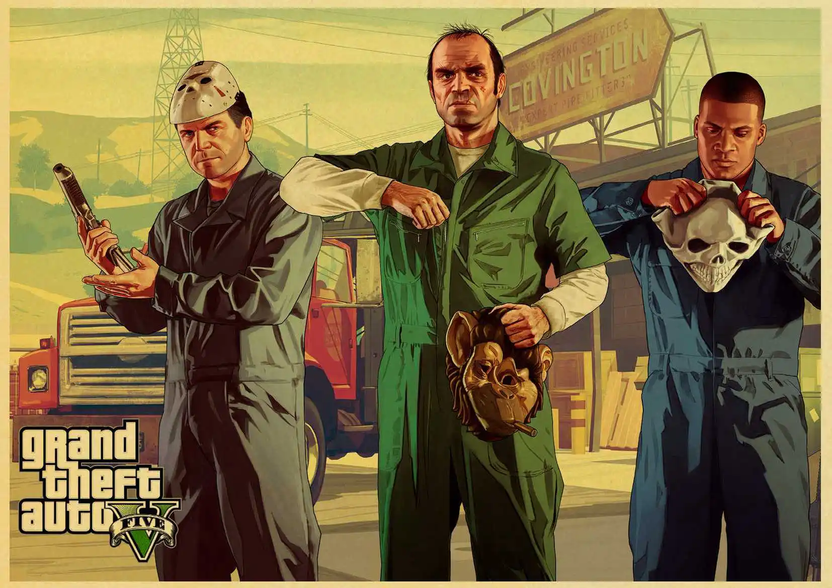 Grand Theft Auto V Game Art Ретро плакат напечатанный GTA 5 настенные картины для гостиной винтажная декоративная настенная живопись/картина - Цвет: E102
