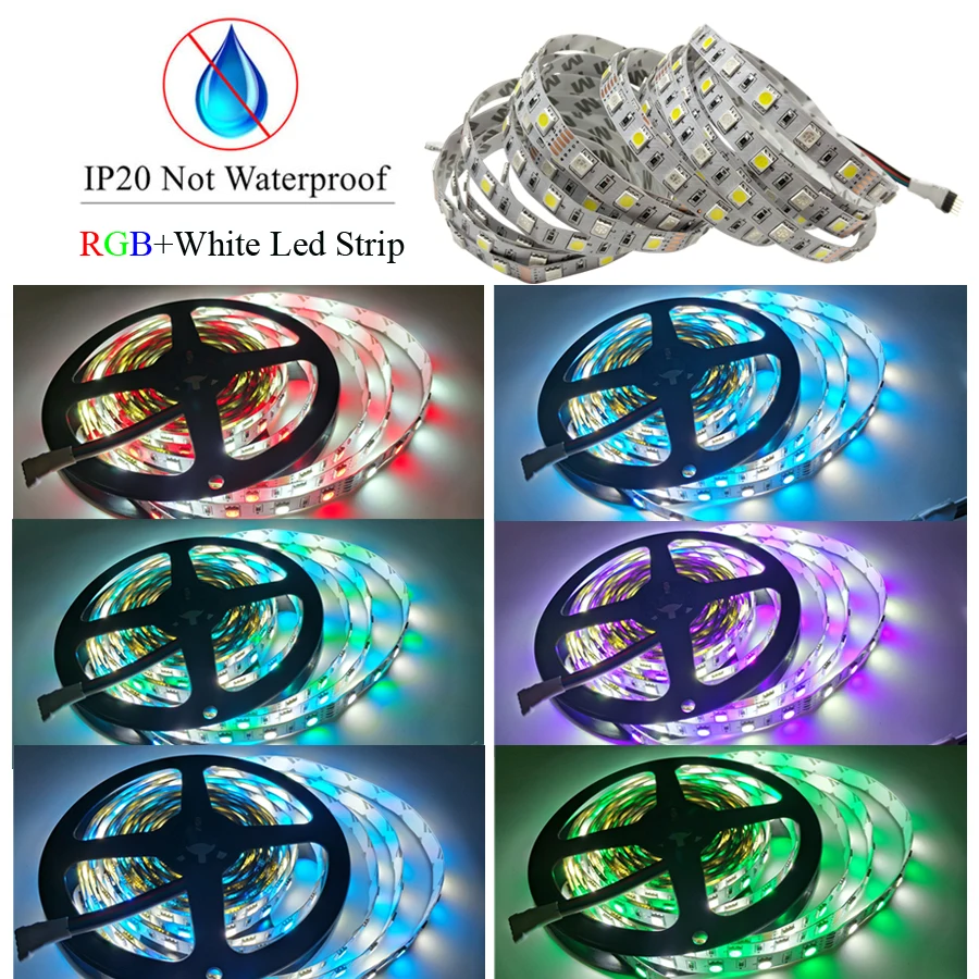 LPILY IP20 / IP65 Waterproof RGBW RGBWW Led Strip SMD 5050 5M 10M LED light DC12V Tape 40key Remoter Controller Power | Лампы и