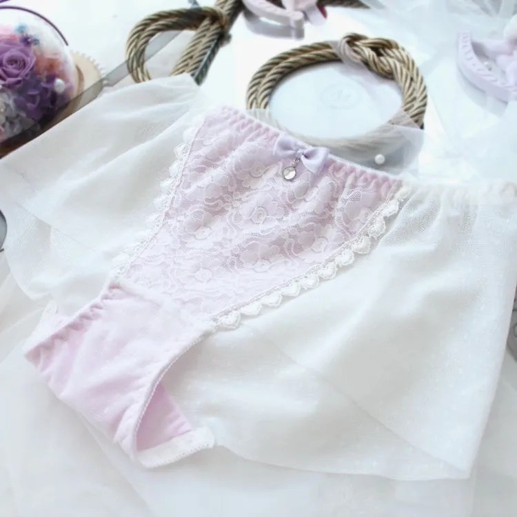 Light Purple Ультра-тонкие сетчатые трусики женские большие размеры сексуальное кружевное прозрачное милое нижнее белье с бантом Плюс Размер трусики каваи Большие размеры s 5XL 7XL - Цвет: Light Purple