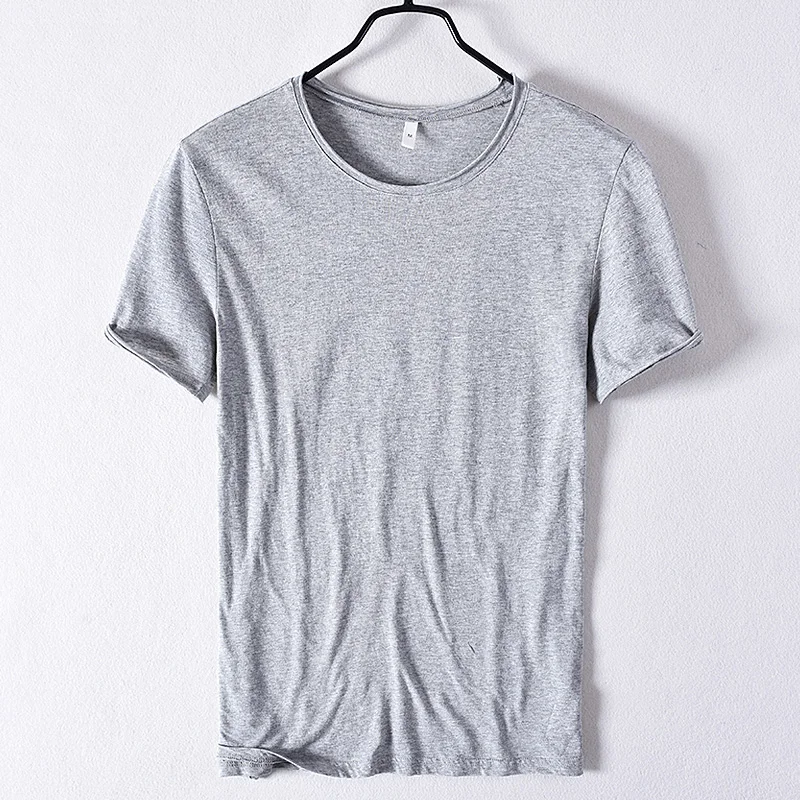 Мужская Однотонная футболка повседневная хлопковая брендовая Классическая