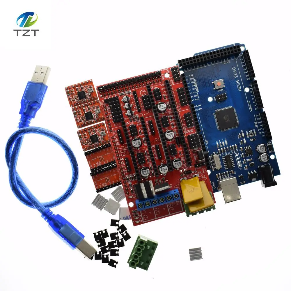 1 шт. Mega 2560 R3 для Arduino+ 1 шт. RAMPS 1,4 контроллер+ 5 шт. A4988 шаговый модуль 3d Принтер Комплект Reprap MendelPrusa