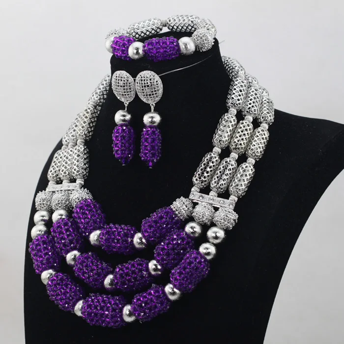 Невероятные фиолетовые хрустальные бусы наборы нигерийских африканских
