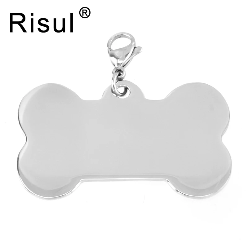 

Risul Stainless steel Dog Tag Dogs Collar Pendants bone Charms DIY Pet puppy Pendants Tags both sides mirror polished 10 units