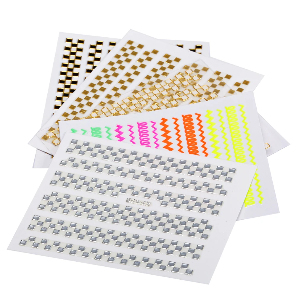 Gustala 1 Sheet Nail Art Decal Sets Plaid Gold Mix Designs Sticker Tool DIY Stickers | Красота и здоровье