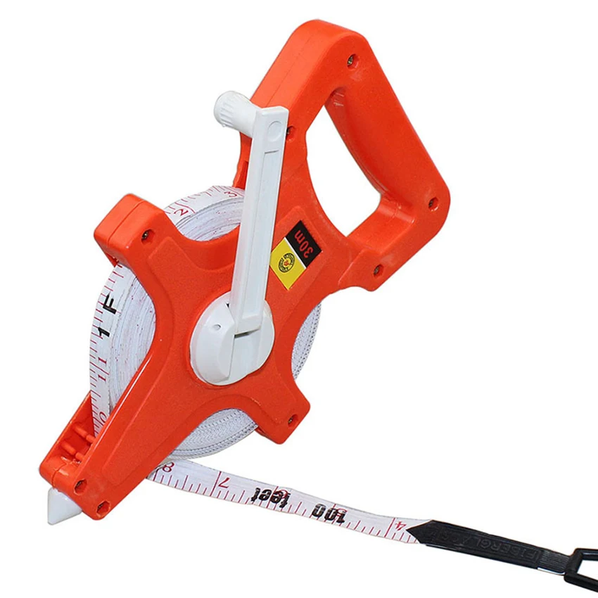 

Portable ABS Shelf Ruler 30M 50M 100M Hand Roll Fiberglass Tape Measure Inches and Metric Fiber Tape Open Reel Measure Tools