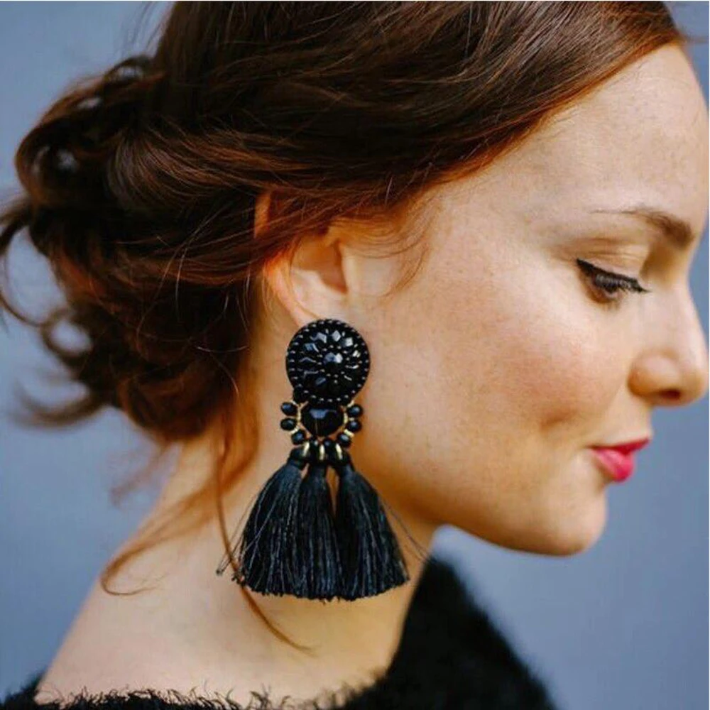 

2018 Women Ethnic Vintage Long Dangle Fringe Earrings Boho Indian Jewelry Statement Tassel Drop Earrings pendientes brinco