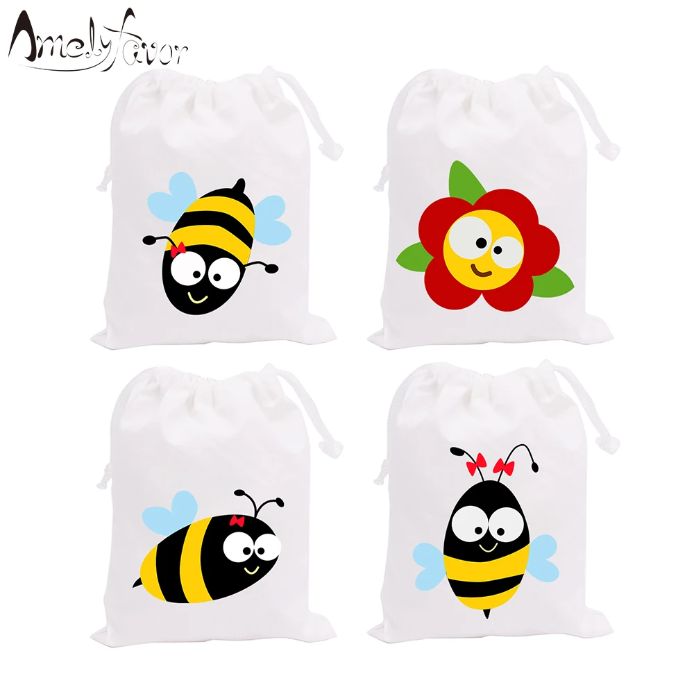 

Insects Bee Theme Party Bags Candy Bags Gift Bags Bee Red Flower Decorations Baby Shower Event Birthday Party Container Supplies