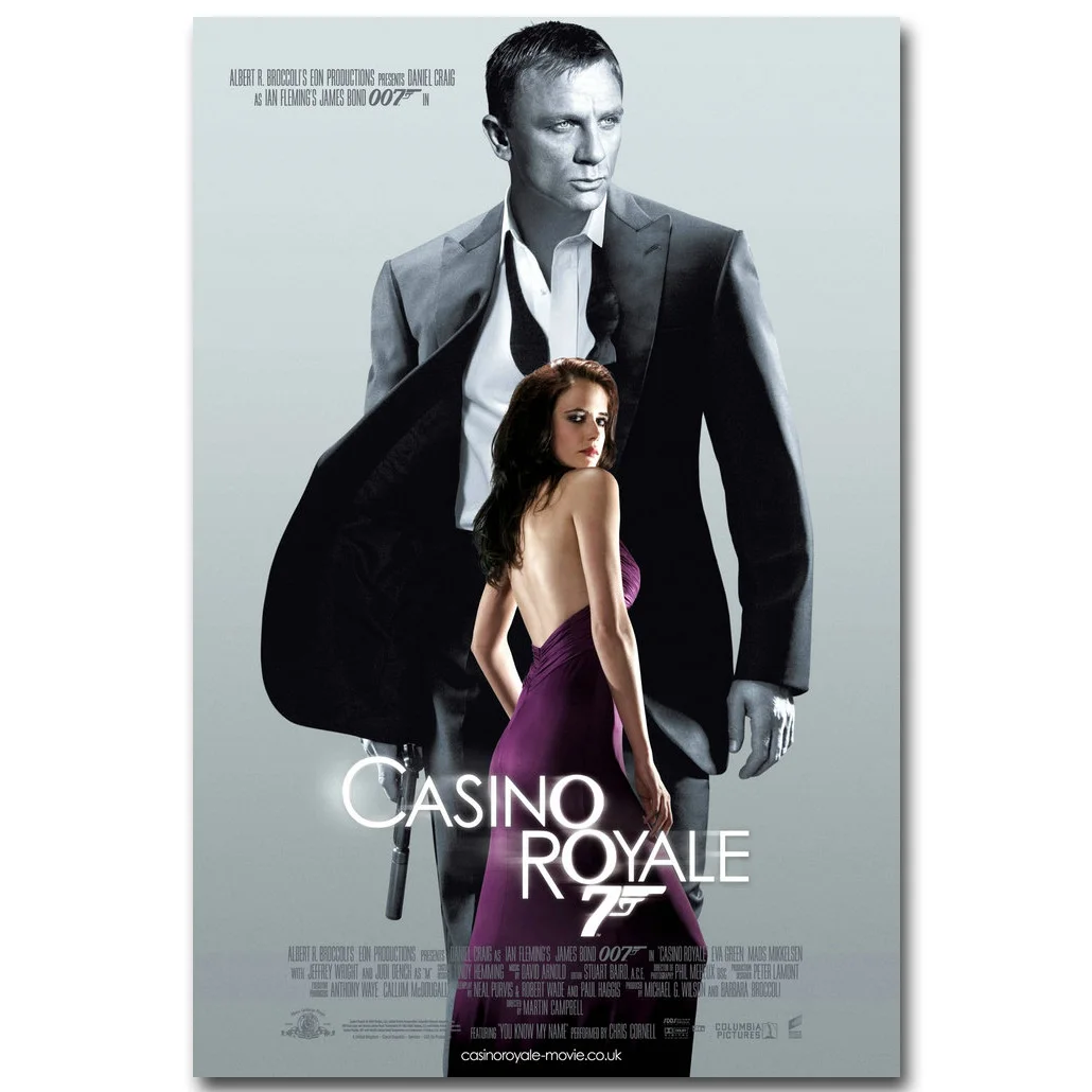 007 казино ROYALE художественная шелковая ткань постер принт 13x20 24x36 дюймов Джеймс