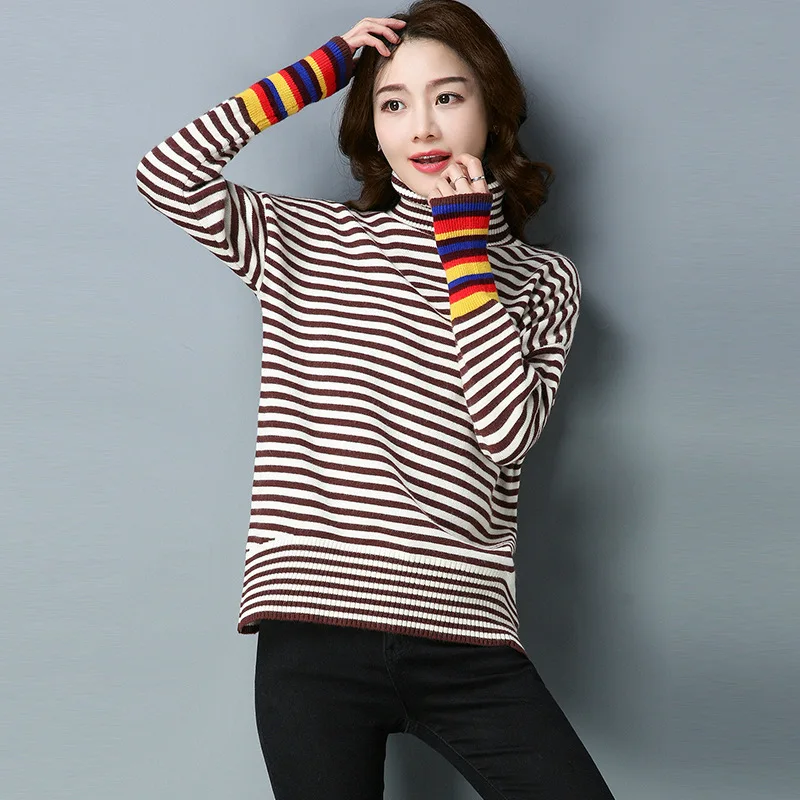 Черно-белый полосатый свитер-2020 новый свитер черно-белый женский свободный на