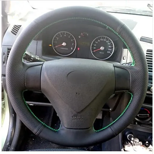 Черная крышка рулевого колеса из искусственной кожи для Kia Rio 2005-2009 для hyundai Accent для hyundai Getz
