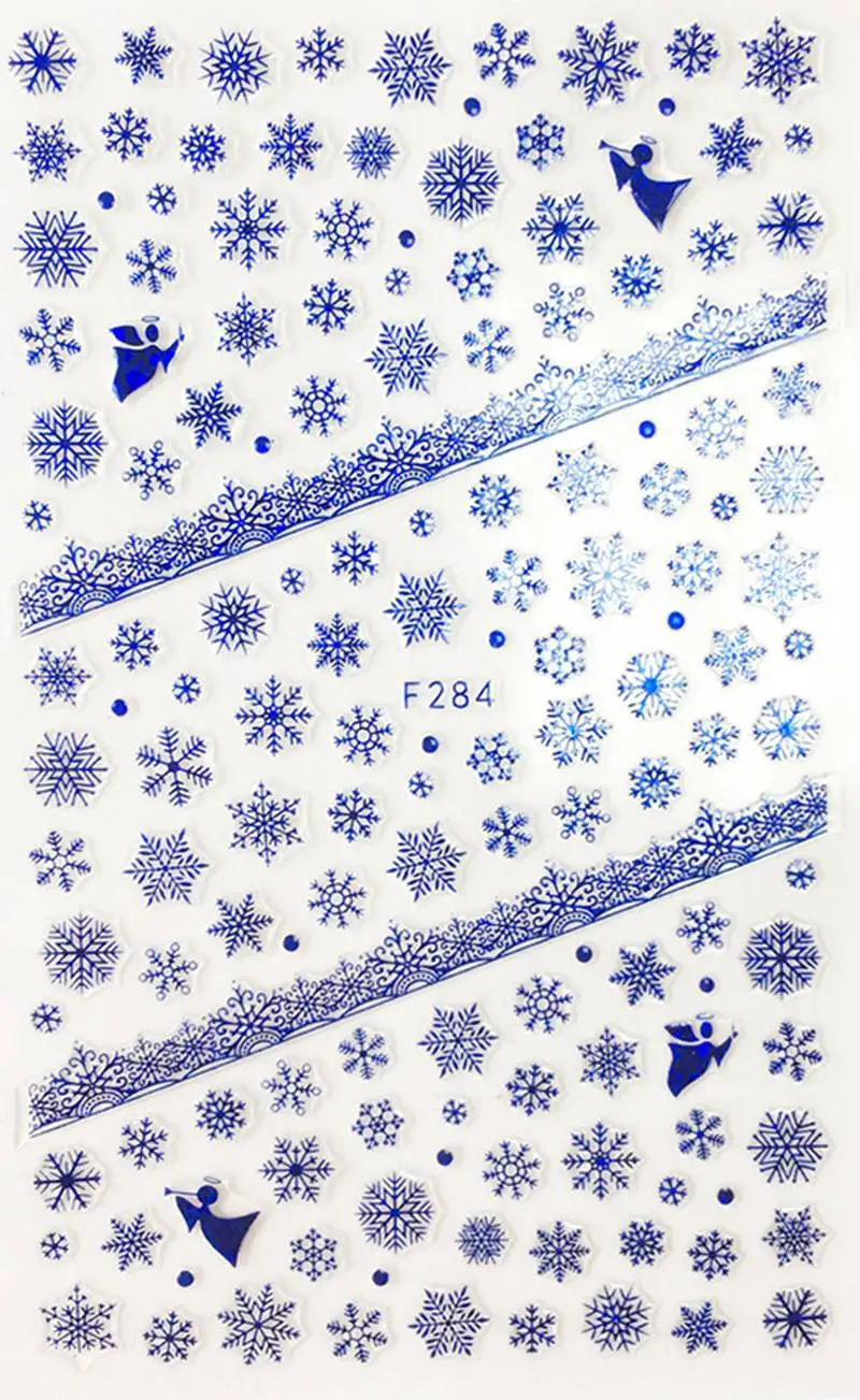 F284 Blue Самоклеющаяся Рождественская наклейка для ногтей наклейки для дизайна ногтей украшения Рождественский маникюр поддельные ногти принадлежности инструмент 5 цветов - Цвет: F284 Blue