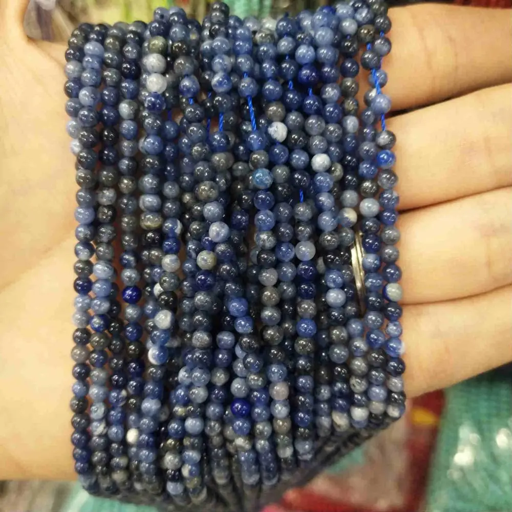 Sodalite 2 мм 3 мм круглые бусины из натурального камня розовый кварц аметисты лазурит Агаты бусины для изготовления ювелирных изделий Для Бисероплетения DIY браслет - Color: Sodalite