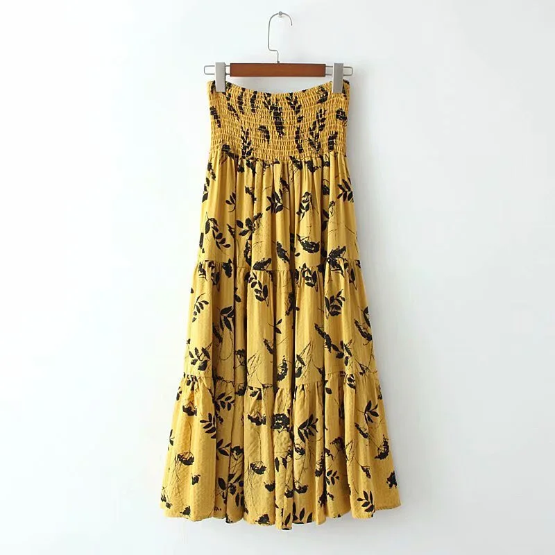 2019 Boho для ношения двумя способами эластичный Высокая талия длинная юбка