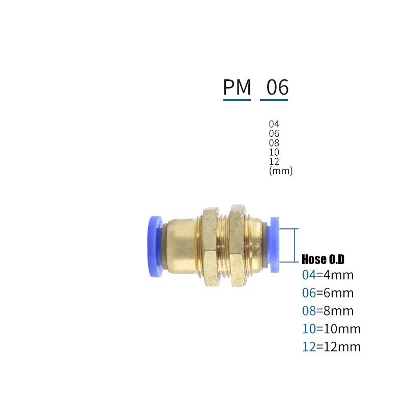 Пневматические Фитинги PM объединение переборки быстрые разъемы 4 мм 6 мм 8 мм