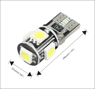 Автомобильная лампа AGLINT 100PCS T10 LED CANBUS 5W5 921 194 168 Light 5050SMD-5 Chips для салона автомобиля белого цвета 12V включено.