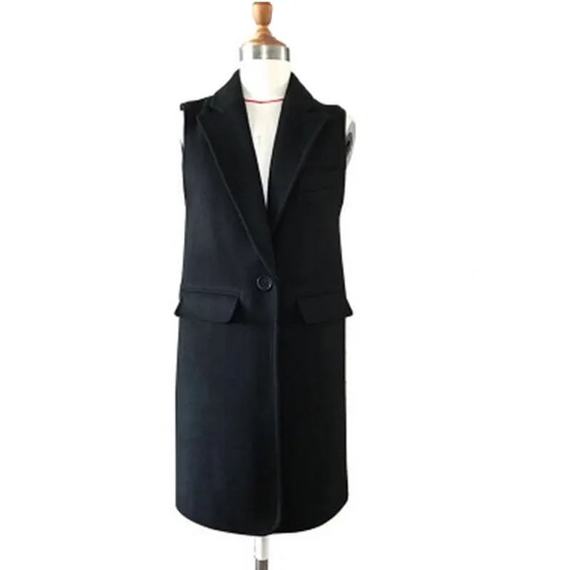 AKSLXDMMD Women's Vest 2019 New Autumn and Winter Plus Size Fashion Sleeveless Mid-long Wool Jacket Coat LH990 | Женская одежда