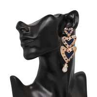 wholesale jujia ethnic statement earrings jewelry heart crystal dangle brincos big black boho 2022 earrings for women