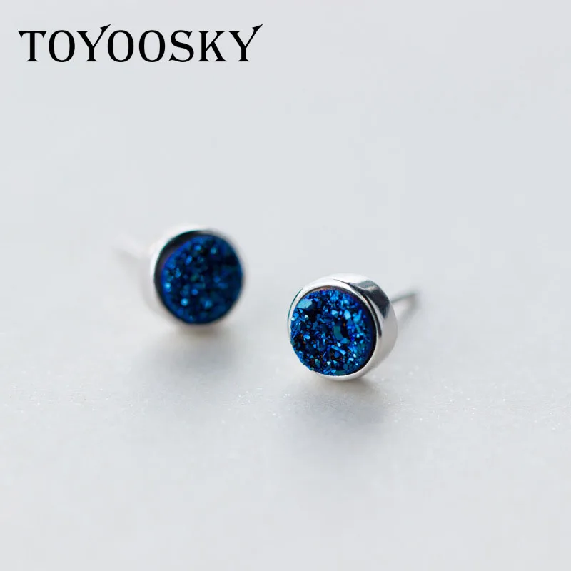 TOYOOSKY женские серебряные Кристальные серьги Круглые синие темпераментные