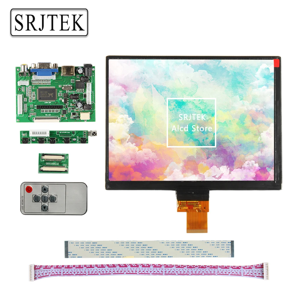 

Srjtek 8" LCD Display Screen 1024*768 HJ080IA-01E N818 N818S 32001395-00 Monitor Driver Board 2AV HDMI VGA For Raspberry Pi