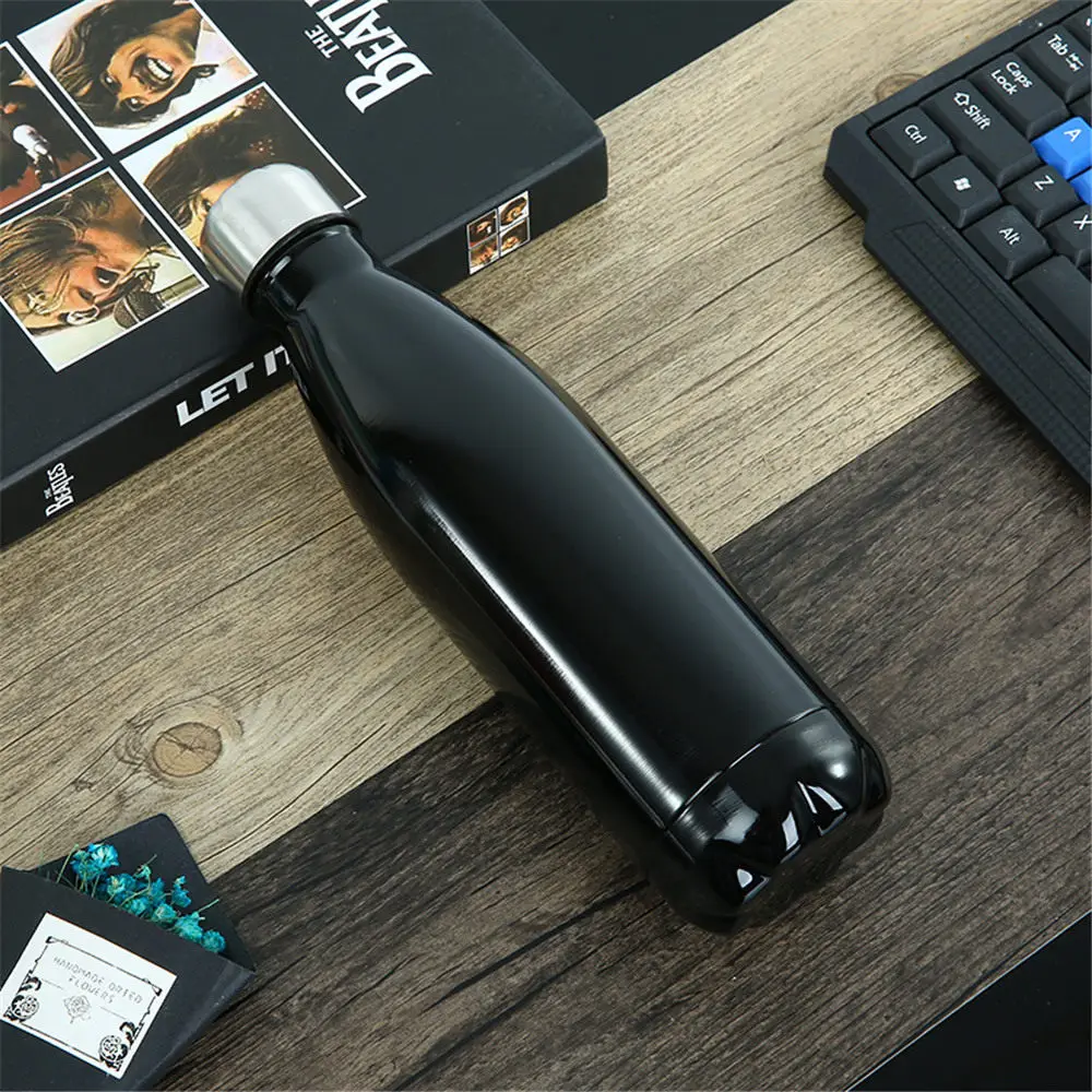 Solid Color Vacuum Flask Water Bottle Leak-proof Stainless Steel Thermos Cold Insulated Car Bicycle Drink Cup | Дом и сад