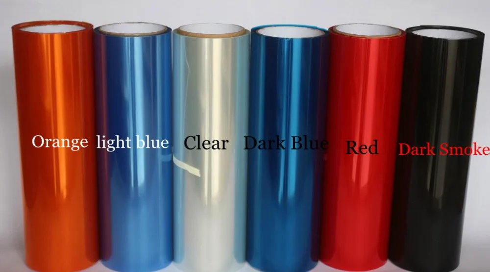 12 Rolls Headlight Rear Lamp Tint Tinting Film for Car Motorbike with 3 layers headlamp tint 14 color in stocks 0.3x10m/Roll |
