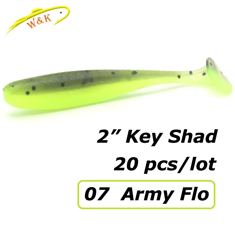 Army Flo 05 5 см Key Shad 20 шт Мини Shad Приманка для льда Рыбная ловля окуня приманка " джиг голова Мягкая приманка Маленькие Приманки - Цвет: Army Flo 05